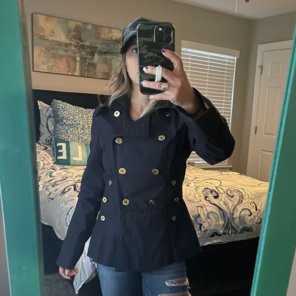 Navy military style coat.